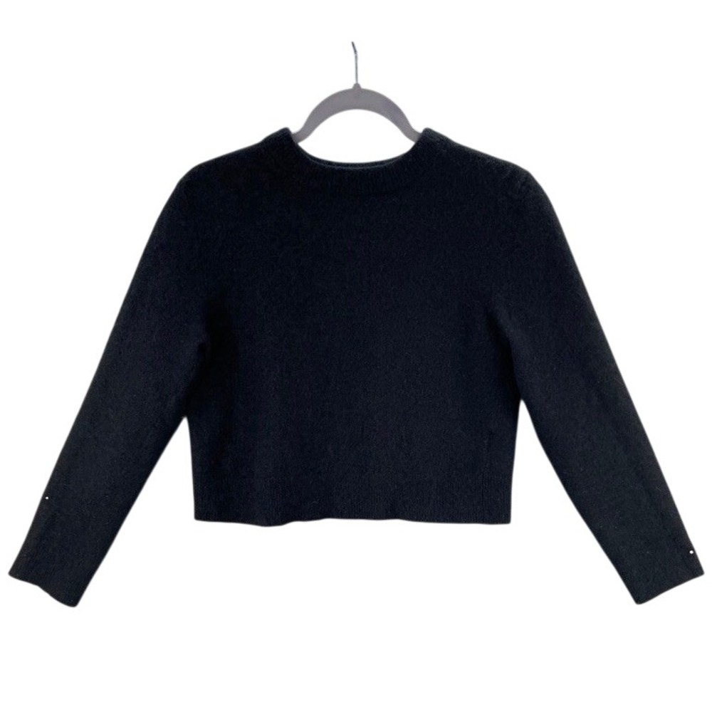 Lululemon Sweater Womens Medium Black Alpaca Wool Blend Cropped Crewneck Fuzzy